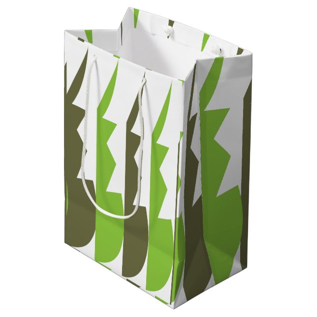 Sac Cadeau Moyen Vert gris Abstrait moderne (Devant Angle)
