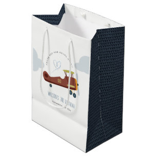 Sac Cadeau Moyen Vert rouille Bleu Bleu Bleu Nuage Coeur Anniversai
