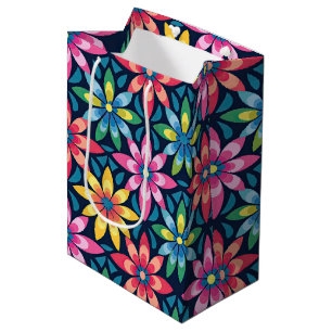 Sac Cadeau Moyen Vibe Rétro 60 Modèles de Marguerites Imprimées Par
