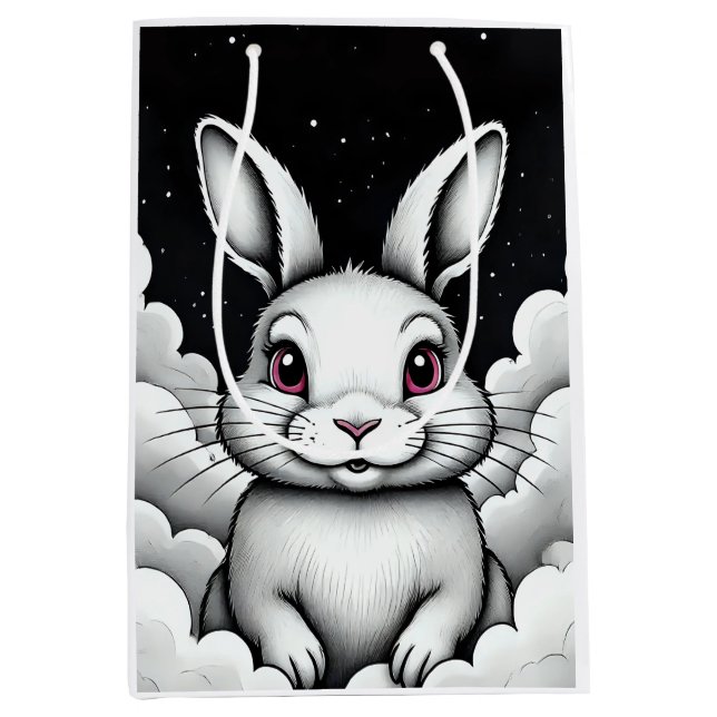 Sac Cadeau Moyen Vibes de ciel frais Lapin céleste (Devant)