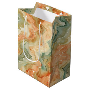 Sac Cadeau Moyen Vibes des Années Soixante-dix Orange Vert Annivers