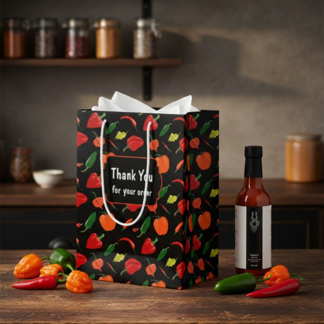 Sac Cadeau Moyen Vibrant Chili Pepper "Thank You" Business Gift Bag (Créateur téléchargé)