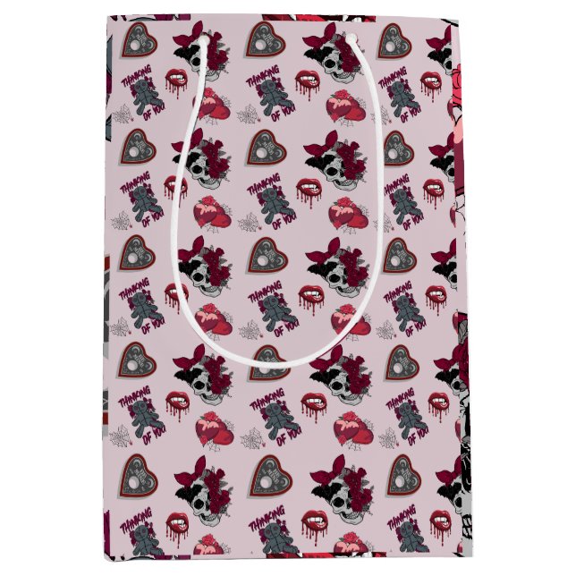 Sac Cadeau Moyen Vibrant rose gothique Graphique Saint-Valentin (Devant)