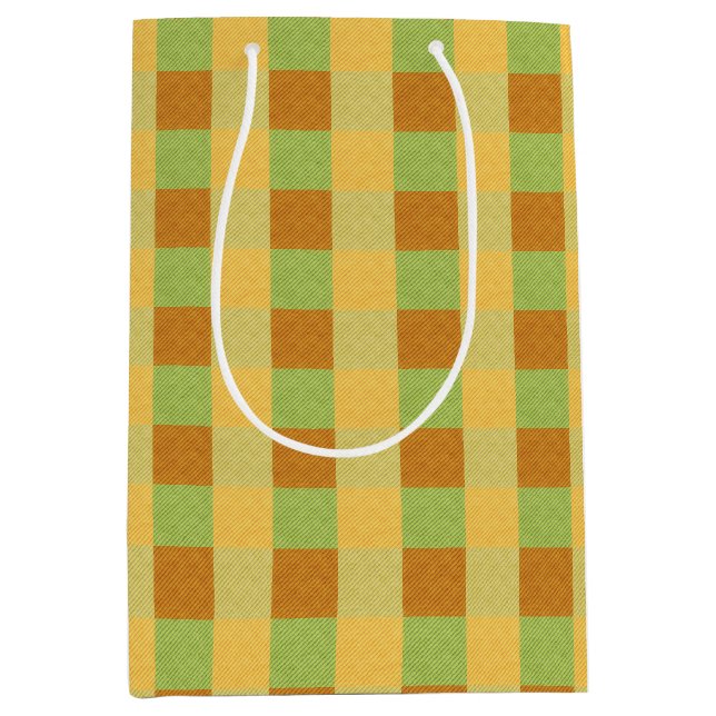 Sac Cadeau Moyen Vichy chaud d'automne (Devant)