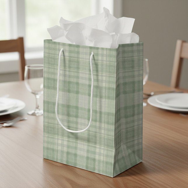 Sac Cadeau Moyen Vichy vert sauge clair (Créateur téléchargé)