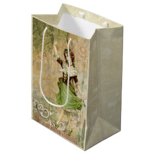Sac Cadeau Moyen Victorian Dancing Girl Green Red Rose Cadeau