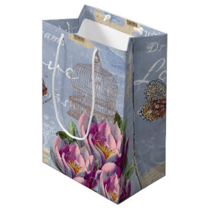 Sac Cadeau Moyen Victorian Love Thoughts Dreams Butterfly Bird Cage