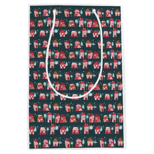 Sac Cadeau Moyen Village d'hiver (Devant)