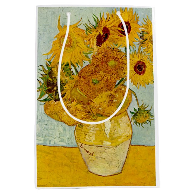 Sac Cadeau Moyen Vincent Van Gogh 12 Tournesols Impressionniste (Devant)