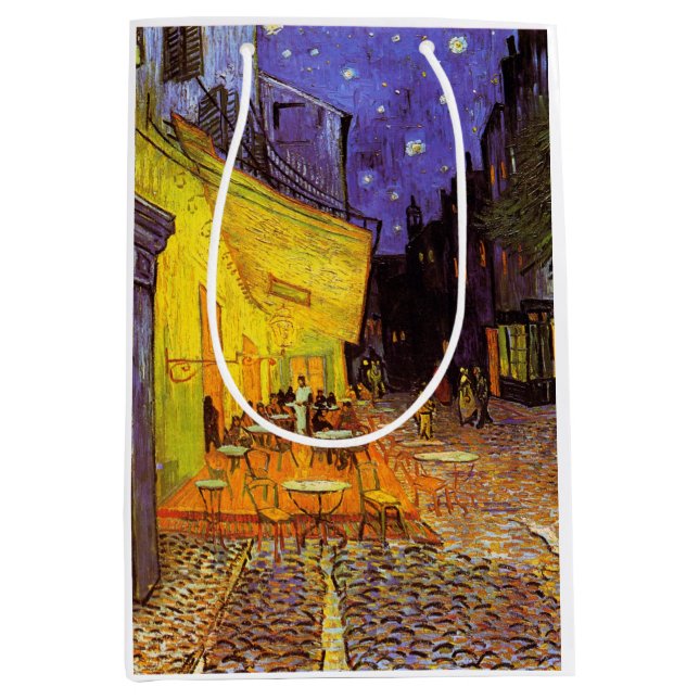 Sac Cadeau Moyen Vincent Van Gogh Café Terrasse Au Night Fine Art (Devant)