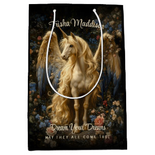 Sac Cadeau Moyen Vintage Alicorn Forêt Unicorne Forêt magique