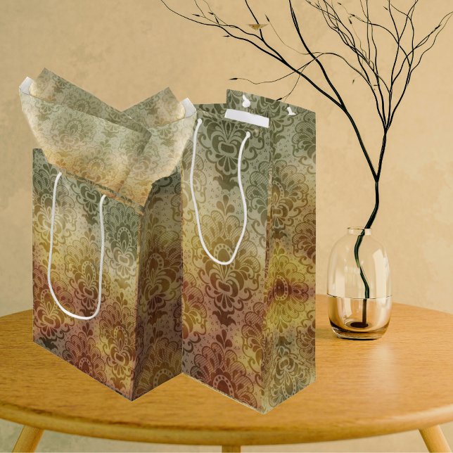 Sac Cadeau Moyen Vintage Antique Damask All Occasion  (Vintage elegance!)