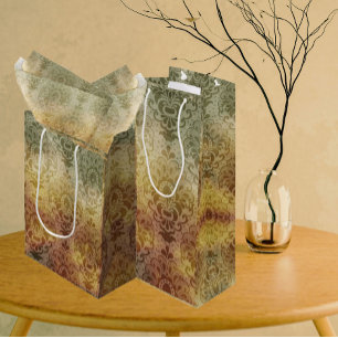 Sac Cadeau Moyen Vintage Antique Damassé Toute Occasion