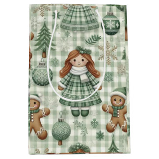 Sac Cadeau Moyen Vintage Christmas Doll Medium Gift Bag