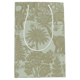 Sac Cadeau Moyen Vintage Dinosaur Toile Pattern Prehistoric Jungle