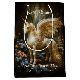 Sac Cadeau Moyen Vintage Pony White Forest Unicorn Magique Horse