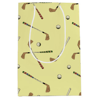 Sac Cadeau Moyen Vintage Retro Golf Club Golf Ball Motif Jaune