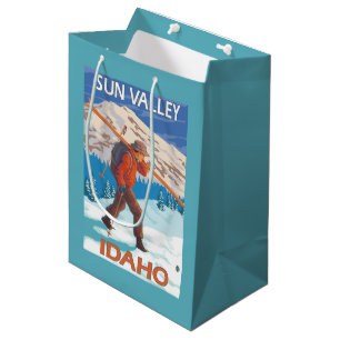 Sac Cadeau Moyen Vintage voyage de transport 2 de skis de neige de