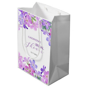 Sac Cadeau Moyen Violet Geranium Fleurs Mariage 