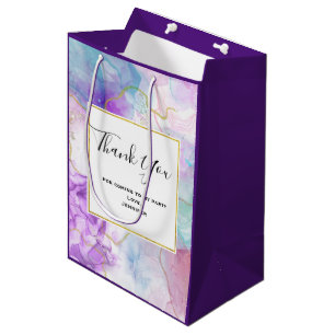 Sac Cadeau Moyen Violet, Vert, Rose Couleurs Merci