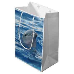 Sac Cadeau Moyen Visage dauphin en Océan mignonne Photo
