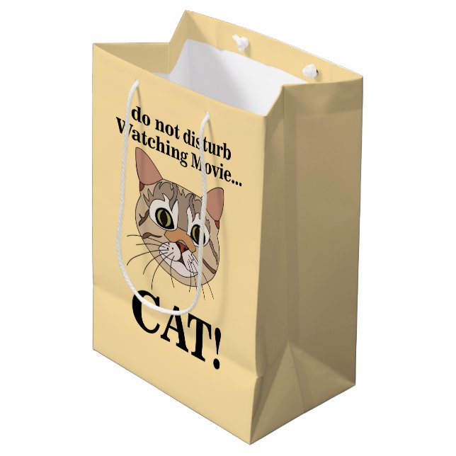 Sac Cadeau Moyen Visage de Chat Drôle  (Devant Angle)
