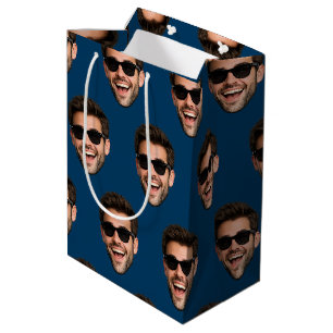 Sac Cadeau Moyen Visage personnalisé Fête d'anniversaire Mariage Pa