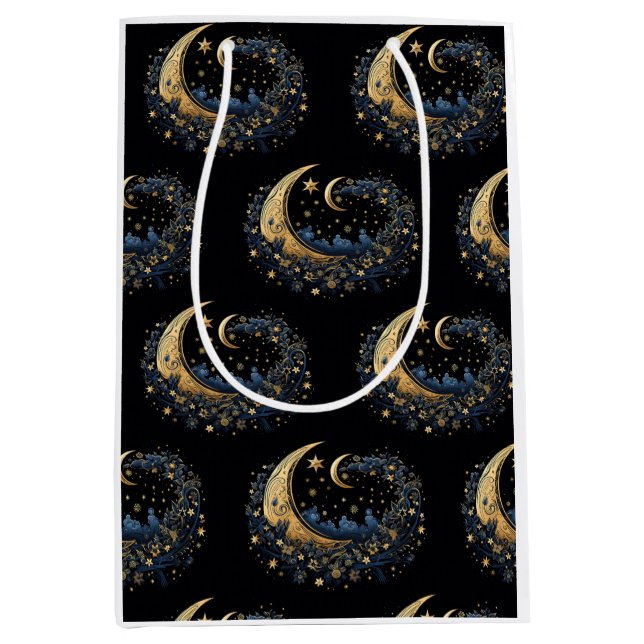 Sac Cadeau Moyen voeux et lunes (Devant)