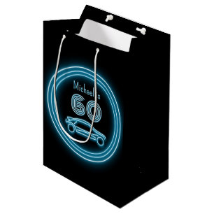 Sac Cadeau Moyen Voiture bleu néon en noir - âge de pierre - Homme