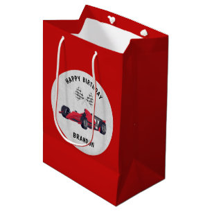 Sac Cadeau Moyen Voiture Rouge Anniversaire Personnalisé