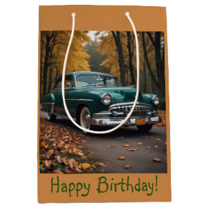 Sac Cadeau Moyen Voiture verte vintage
