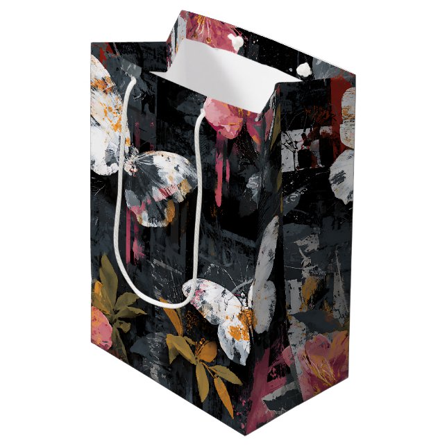Sac Cadeau Moyen Vol de Papillon Abstrait Vibrant (3) (Devant Angle)