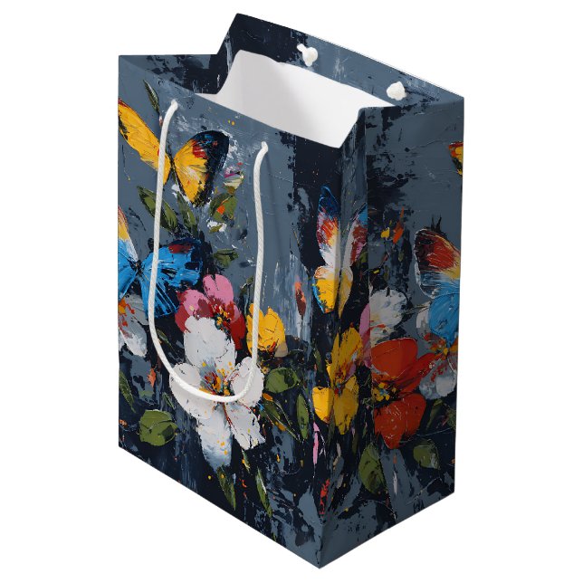 Sac Cadeau Moyen Vol de papillon abstrait vibrant (9) (Devant Angle)
