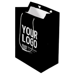 Sac Cadeau Moyen Votre logo avec QR code et texte modifiables