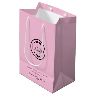 Sac Cadeau Moyen Votre logo Entreprise Professionnel Rose