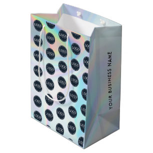 Sac Cadeau Moyen Votre logo et nom d'entreprise Holographique Simpl