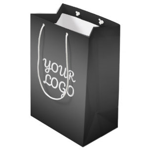 Sac Cadeau Moyen Votre logo et ombre de couleur gris foncé moderne 