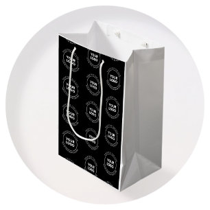 Sac Cadeau Moyen Votre logo et texte modifiable Motif répétitif