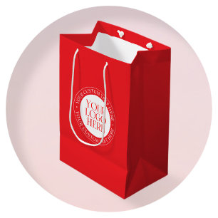 Sac Cadeau Moyen Votre logo ou autre image Noël rouge et blanc