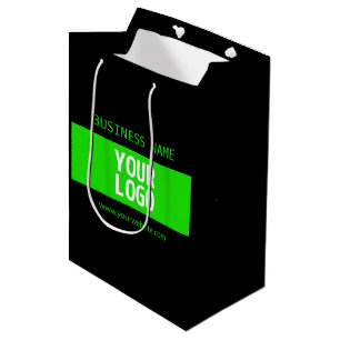 Sac Cadeau Moyen Votre logo ou image Noir et vert brillant