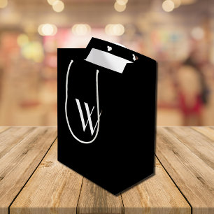 Sac Cadeau Moyen Votre monogramme en noir et blanc