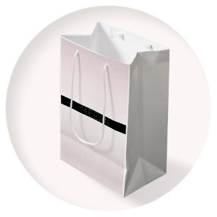 Sac Cadeau Moyen Votre nom   Blanc fin et Rose subtil Ombre Stripes