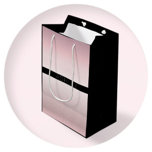 Sac Cadeau Moyen Votre nom   Ombre Rose mince et bandes blanches