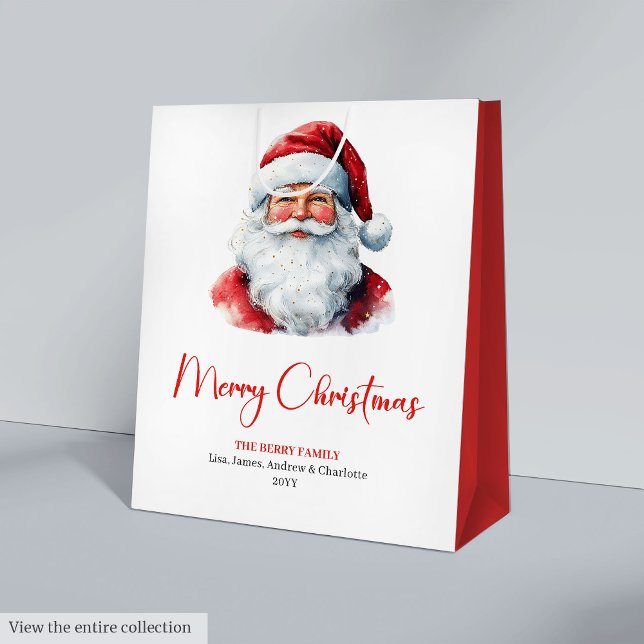 Sac Cadeau Moyen Warmish Santa Claus Cozy Red Green Holiday Chic (Warmish Santa Claus Cozy Red Green Holiday Gift Bag)