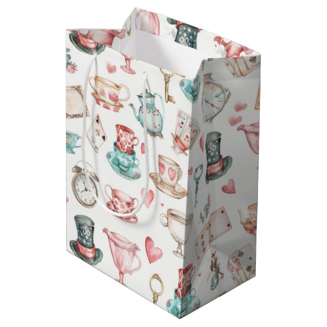 Sac Cadeau Moyen Watercolor Alice Pattern  (Dos Angle)