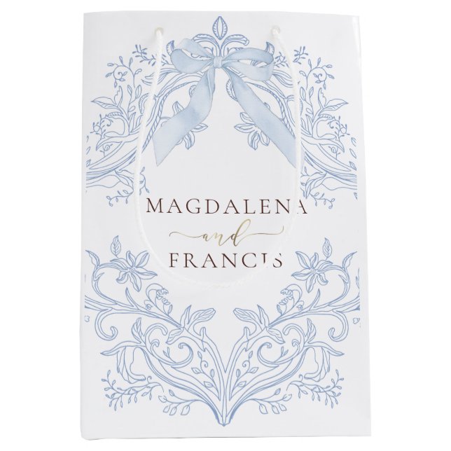 Sac Cadeau Moyen  watercolor blue crest wedding (Devant)