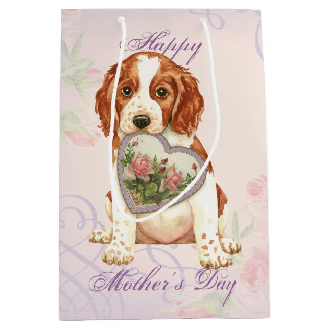 Sac Cadeau Moyen Welsh Springer Spaniel Heart Maman (Devant)