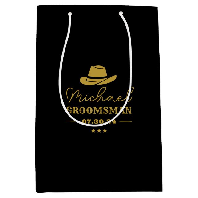 Sac Cadeau Moyen Western Cowboy Casquette Classic Groomsmen personn (Devant)