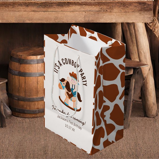 Sac Cadeau Moyen Western Cowboy Rocse Horse Boy Anniversaire (Créateur téléchargé)