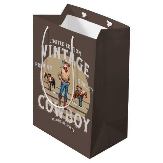 Sac Cadeau Moyen Western Rodeo Vintage Cowboy (Dos Angle)